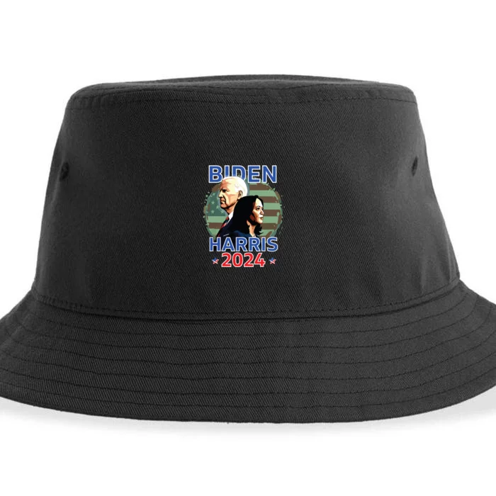 Patriotic Joe Biden Kamala Harris Democrat Campaign 2024 Sustainable Bucket Hat