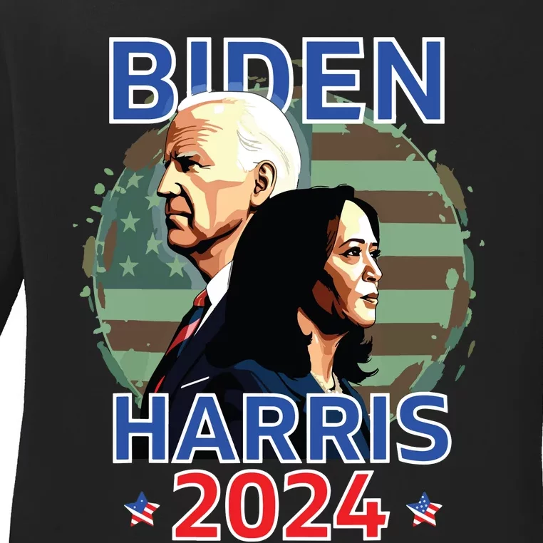 Patriotic Joe Biden Kamala Harris Democrat Campaign 2024 Ladies Long Sleeve Shirt