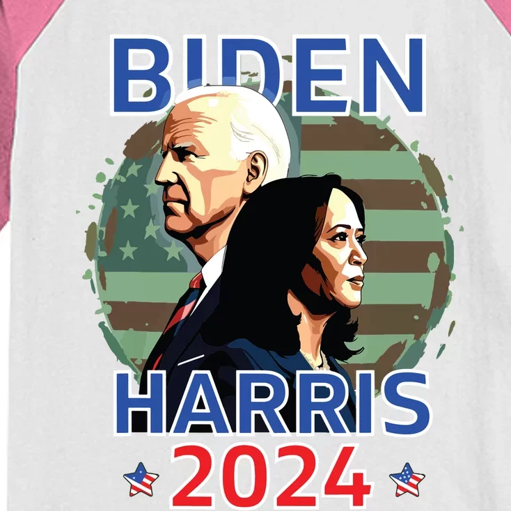 Patriotic Joe Biden Kamala Harris Democrat Campaign 2024 Kids Colorblock Raglan Jersey