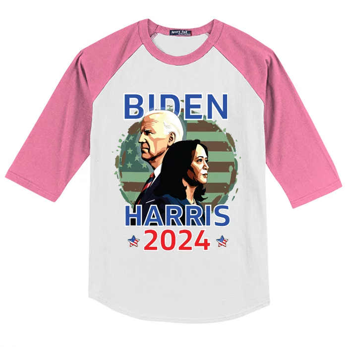 Patriotic Joe Biden Kamala Harris Democrat Campaign 2024 Kids Colorblock Raglan Jersey