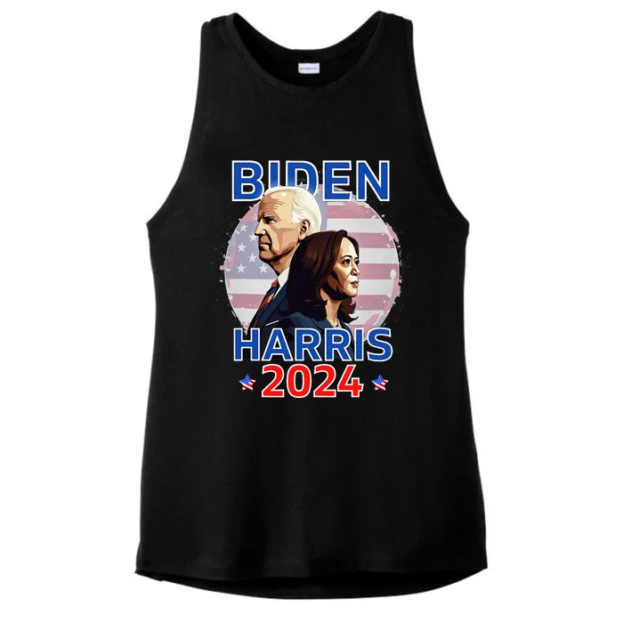 Patriotic Joe Biden Kamala Harris Democrat Campaign 2024 Ladies Tri-Blend Wicking Tank