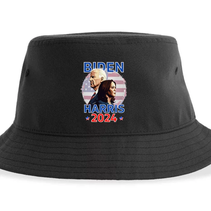 Patriotic Joe Biden Kamala Harris Democrat Campaign 2024 Sustainable Bucket Hat