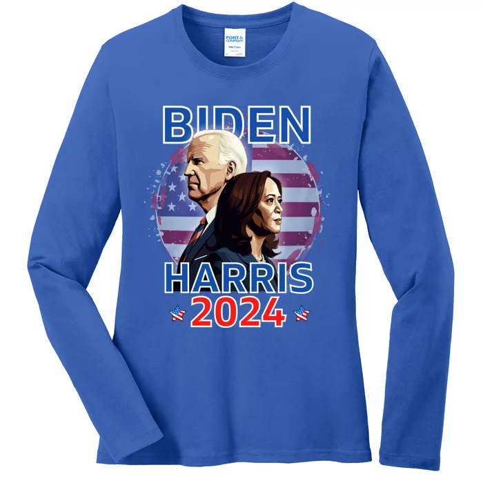 Patriotic Joe Biden Kamala Harris Democrat Campaign 2024 Ladies Long Sleeve Shirt