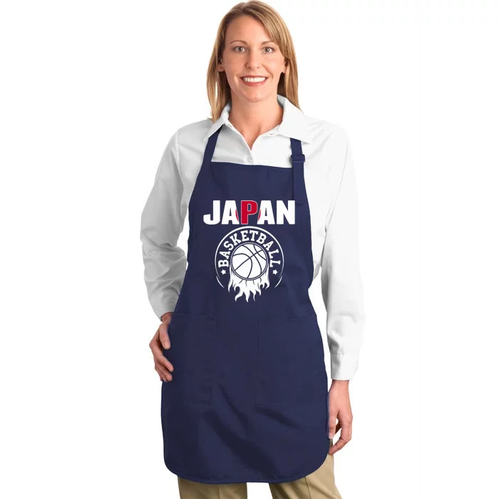 Proud Japan Basketball Fans Jersey Japanese Flag Sports Full-Length Apron With Pocket