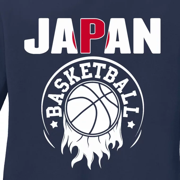 Proud Japan Basketball Fans Jersey Japanese Flag Sports Ladies Long Sleeve Shirt