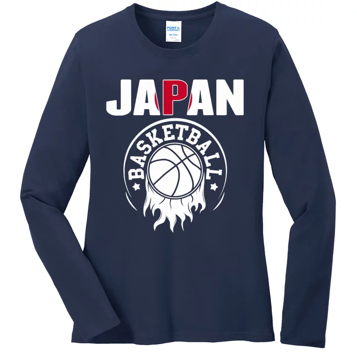 Proud Japan Basketball Fans Jersey Japanese Flag Sports Ladies Long Sleeve Shirt