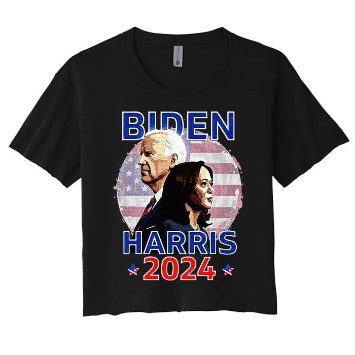 Patriotic Joe Biden Kamala Harris Democrat Campaign 2024 Women's Crop Top Tee