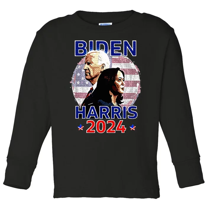 Patriotic Joe Biden Kamala Harris Democrat Campaign 2024 Toddler Long Sleeve Shirt