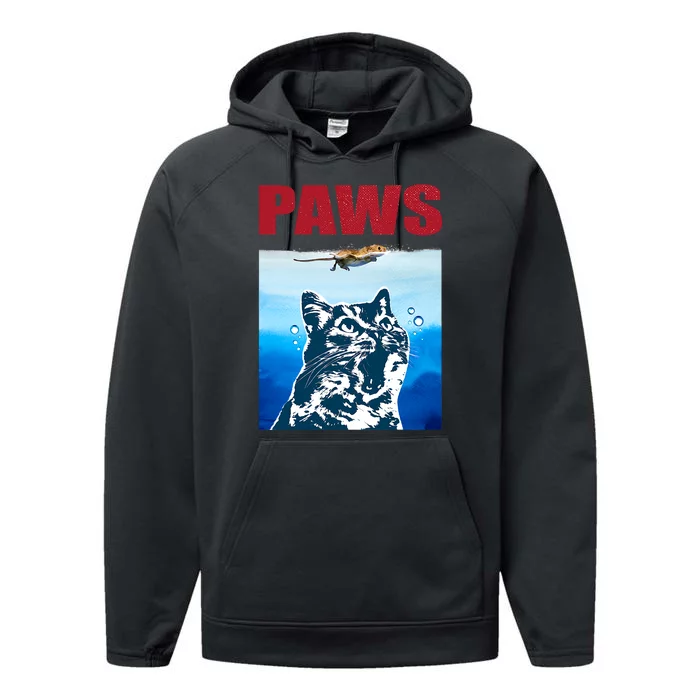 Paws Jaws Cat Fun Funny Kitten Kitty Lover Cat Paws Cat Gift Performance Fleece Hoodie