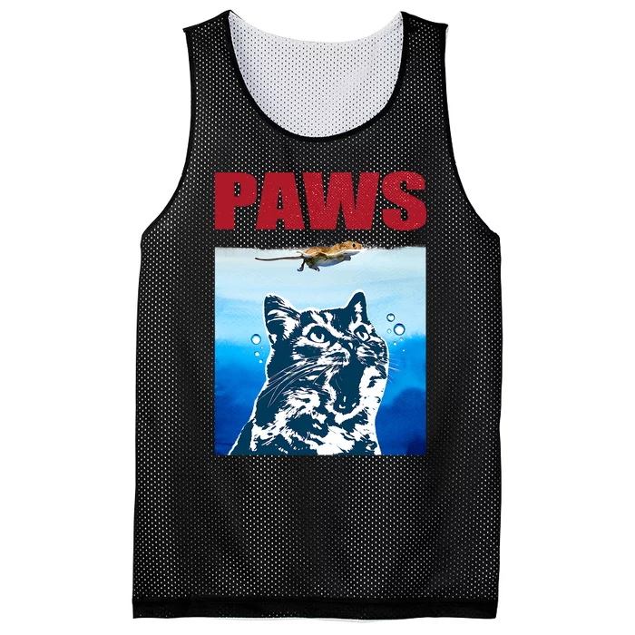 Paws Jaws Cat Fun Funny Kitten Kitty Lover Cat Paws Cat Gift Mesh Reversible Basketball Jersey Tank