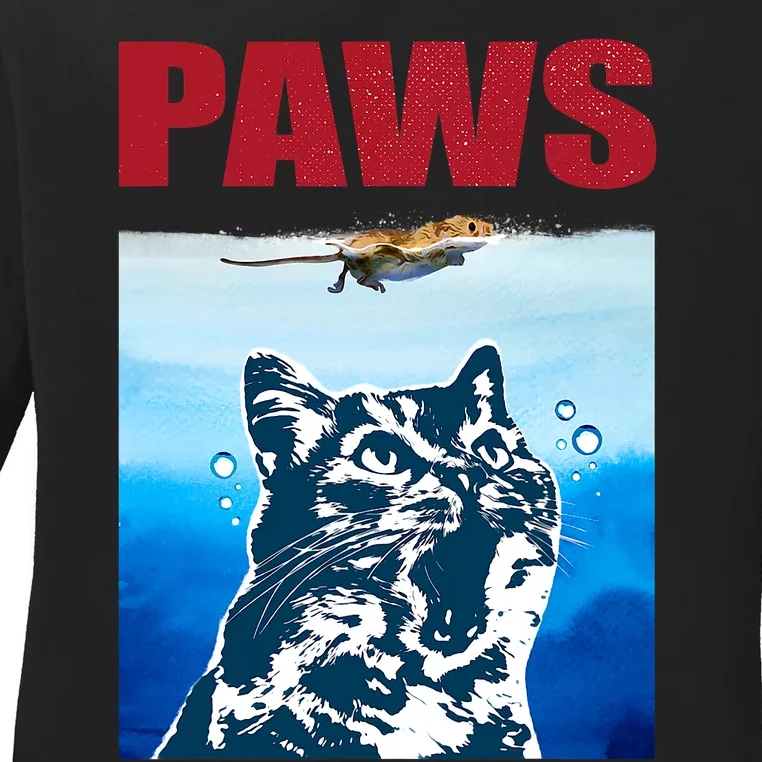 Paws Jaws Cat Fun Funny Kitten Kitty Lover Cat Paws Cat Gift Ladies Long Sleeve Shirt