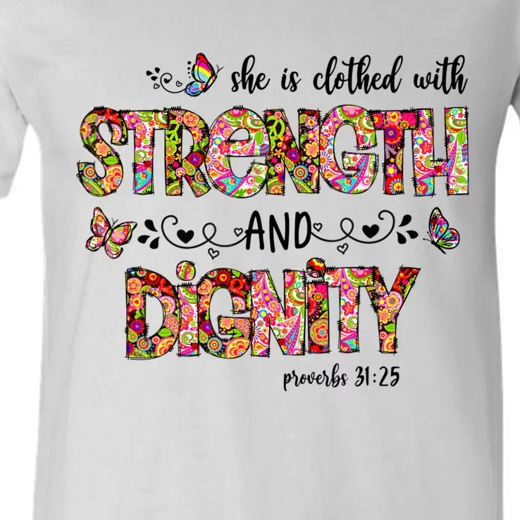 Prayer Jesus Clothed With Strength And Dignity V-Neck T-Shirt