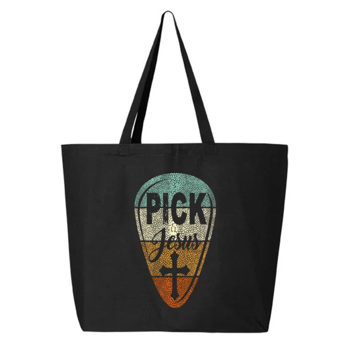 Pick Jesus Christian Music Pastor Guitar Vintage Pick 25L Jumbo Tote