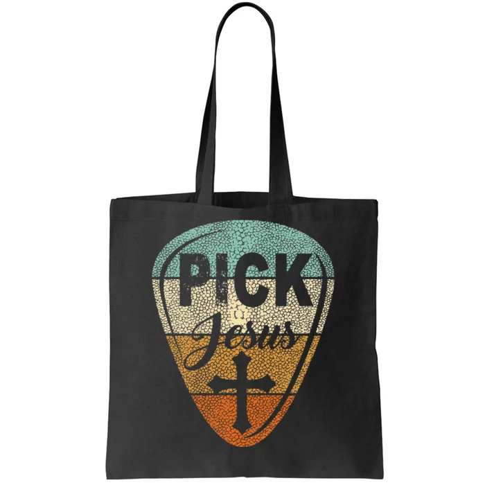 Pick Jesus Christian Music Pastor Guitar Vintage Pick Tote Bag