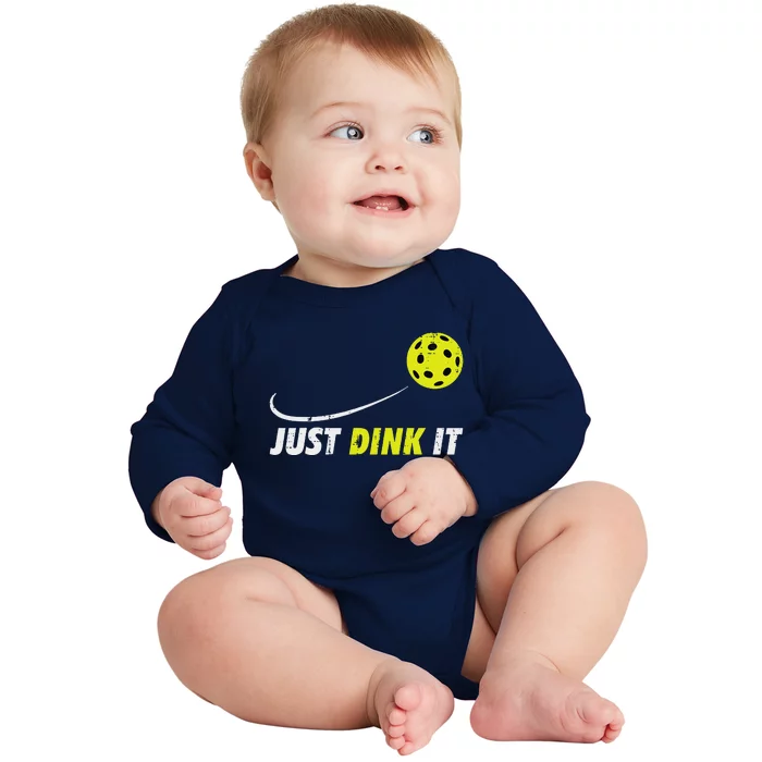 Pickleball Just Dink It Funny Pickle Ball Baby Long Sleeve Bodysuit