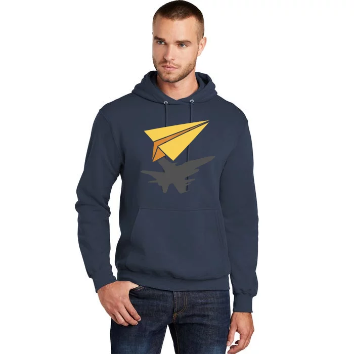 Paper Jet Fighter Plane Airplane Aviation Aircraft Airfield Tall Hoodie