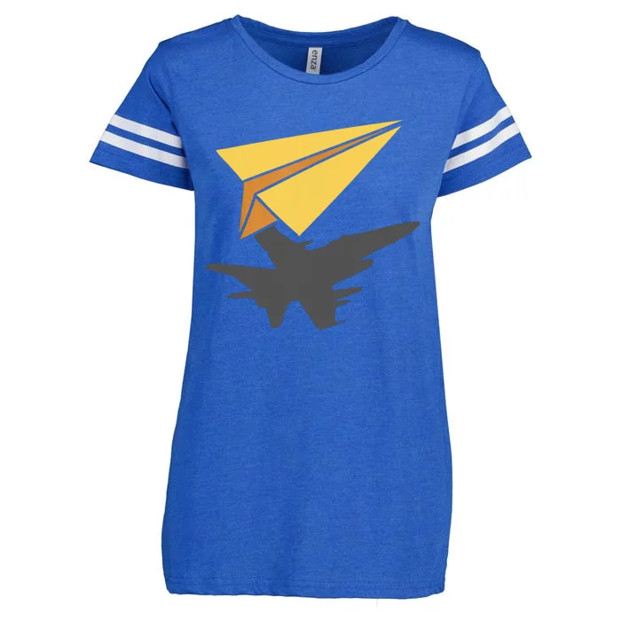 Paper Jet Fighter Plane Airplane Aviation Aircraft Airfield Enza Ladies Jersey Football T-Shirt