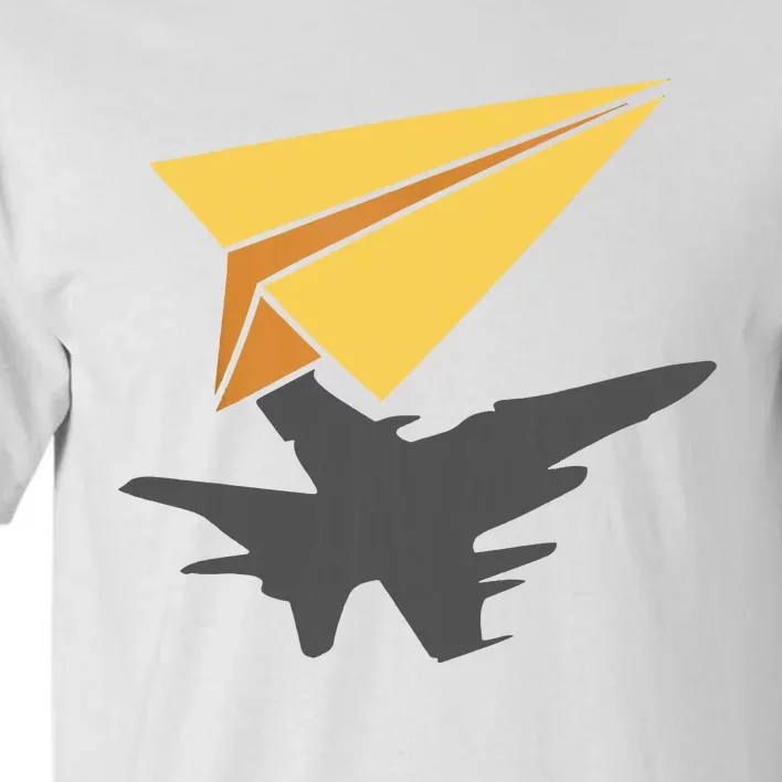 Paper Jet Fighter Plane Airplane Aviation Aircraft Airfield Tall T-Shirt