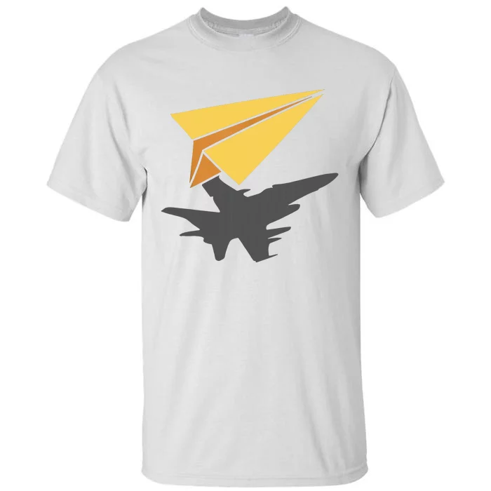 Paper Jet Fighter Plane Airplane Aviation Aircraft Airfield Tall T-Shirt