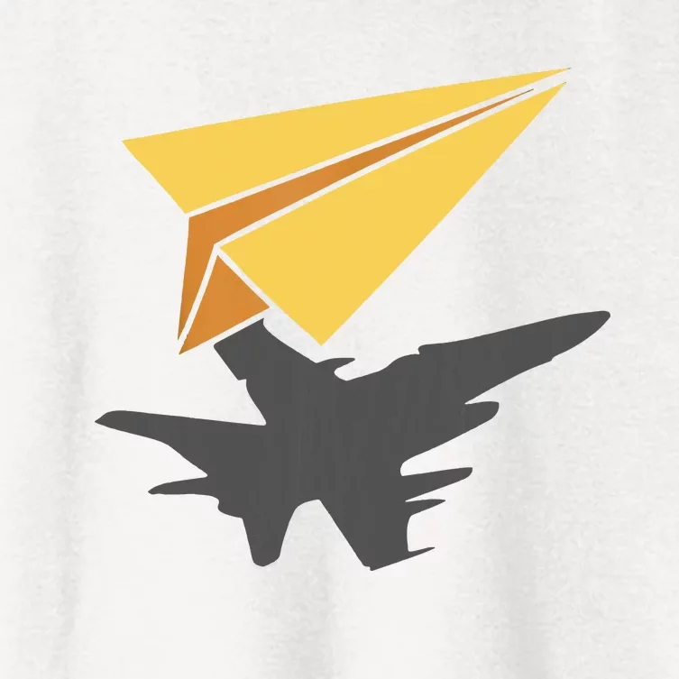 Paper Jet Fighter Plane Airplane Aviation Aircraft Airfield Women's Crop Top Tee