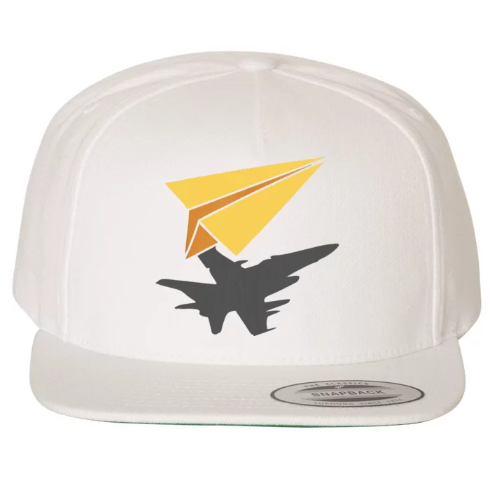 Paper Jet Fighter Plane Airplane Aviation Aircraft Airfield Wool Snapback Cap