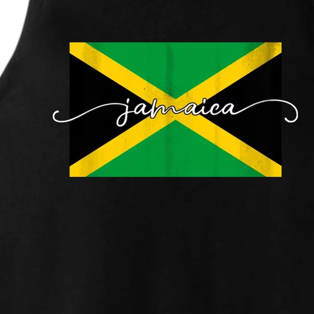 Proud Jamaican Flag Jamaica Pride Ladies Tri-Blend Wicking Tank