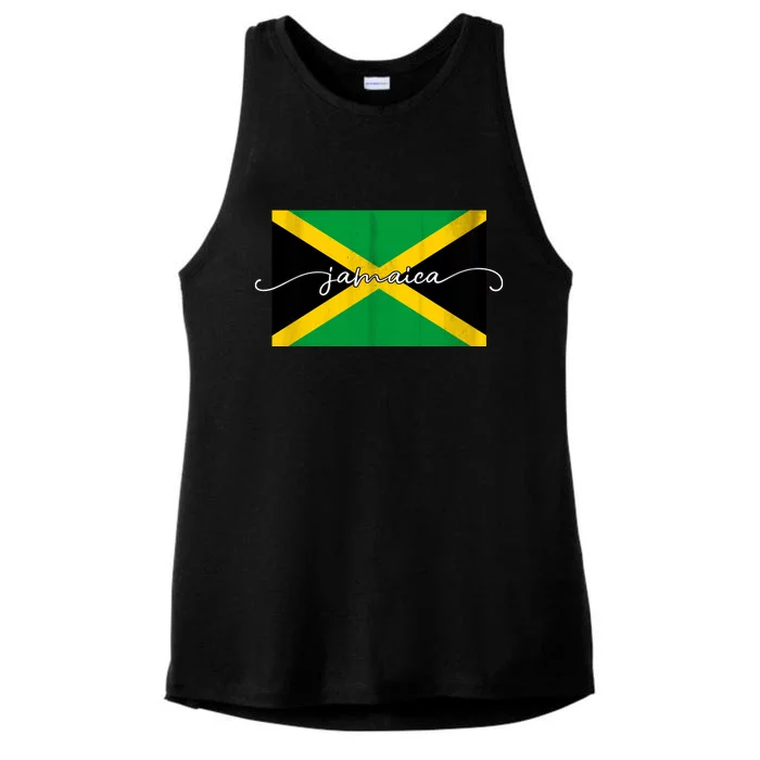 Proud Jamaican Flag Jamaica Pride Ladies Tri-Blend Wicking Tank