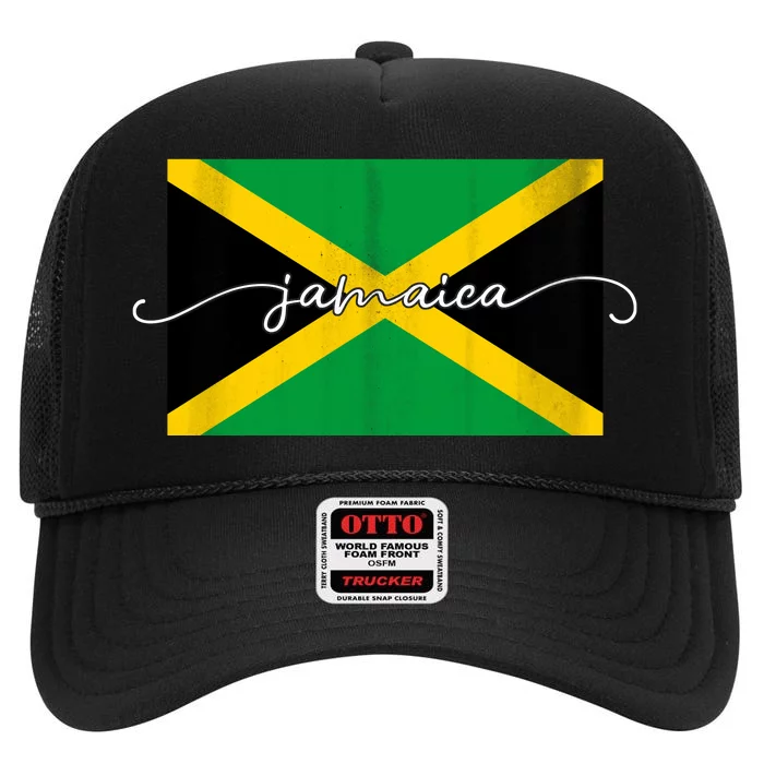 Proud Jamaican Flag Jamaica Pride High Crown Mesh Trucker Hat