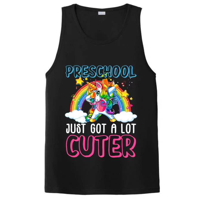 Preschool Just Got Cuter Dabbing Unicorn First Day Of School Gift Performance Tank