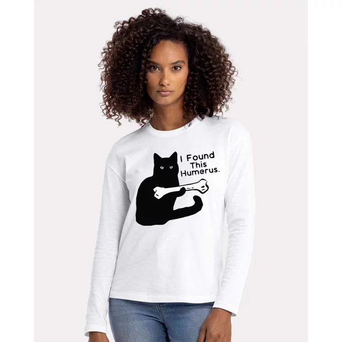 Pun Joke I Found This Humerus Humorous Cat Lover Womens Cotton Relaxed Long Sleeve T-Shirt