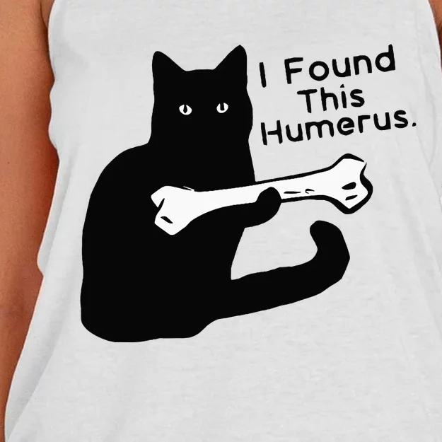 Pun Joke I Found This Humerus Humorous Cat Lover Women's Knotted Racerback Tank