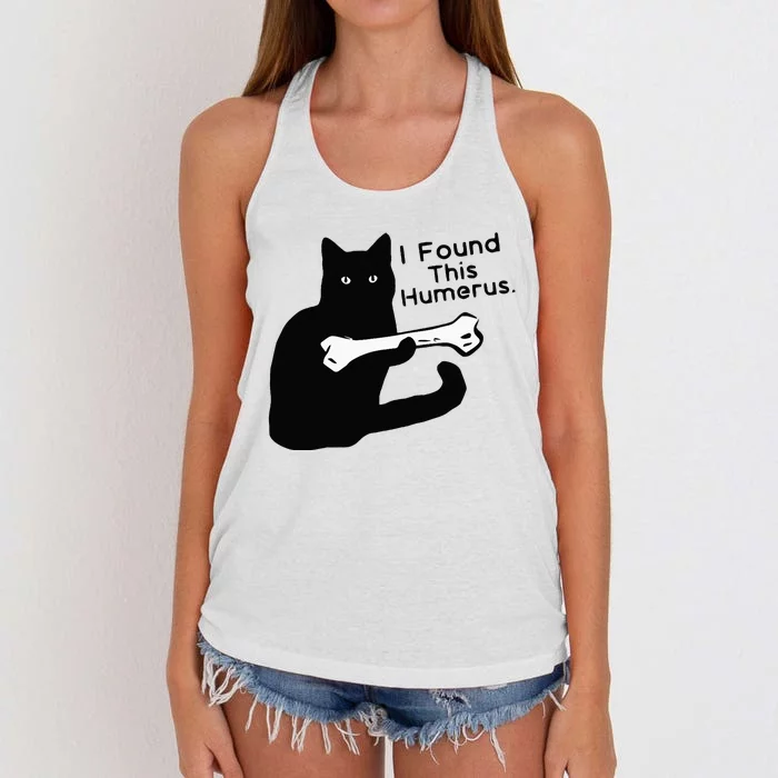 Pun Joke I Found This Humerus Humorous Cat Lover Women's Knotted Racerback Tank