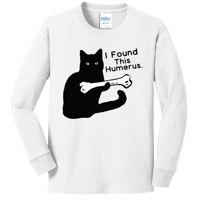 Pun Joke I Found This Humerus Humorous Cat Lover Halloween Kids Long Sleeve Shirt