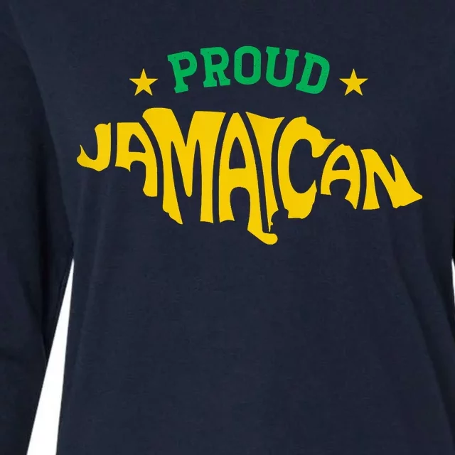 Proud Jamaican Jamaica Flag Map Souvenir Jamaican Womens Cotton Relaxed Long Sleeve T-Shirt