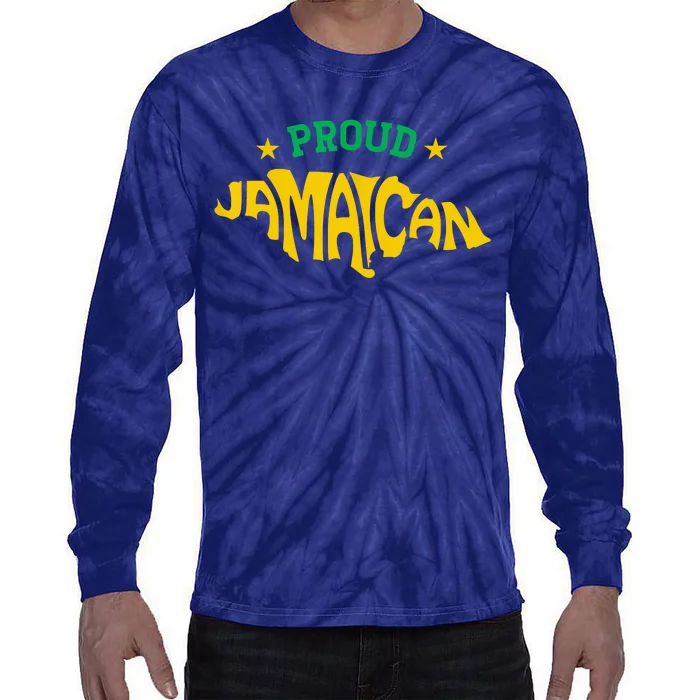 Proud Jamaican Jamaica Flag Map Souvenir Jamaican Tie-Dye Long Sleeve Shirt