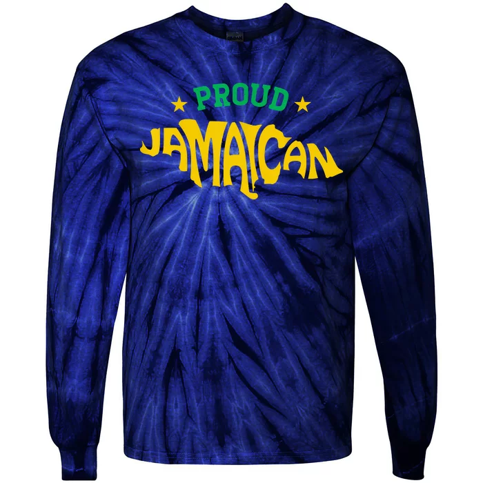 Proud Jamaican Jamaica Flag Map Souvenir Jamaican Tie-Dye Long Sleeve Shirt