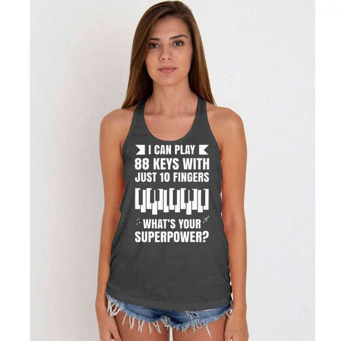 Piano Jazz Music Keyboard Composer Piano Player Women's Knotted Racerback Tank