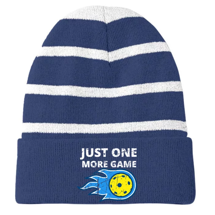 Pickleball Just One More Game Striped Beanie with Solid Band