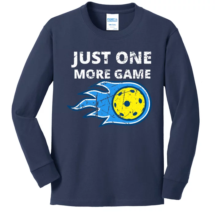 Pickleball Just One More Game Kids Long Sleeve Shirt