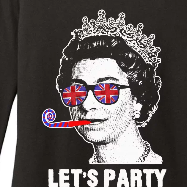 Platinum Jubilee. Queen & Union Jack LetS Party Funny Queen Womens CVC Long Sleeve Shirt