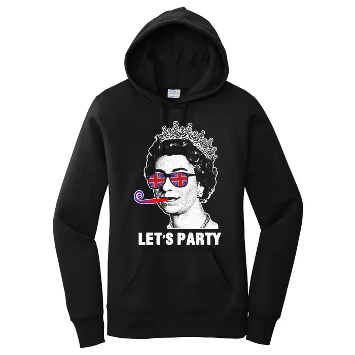 Platinum Jubilee. Queen & Union Jack LetS Party Funny Queen Women's Pullover Hoodie