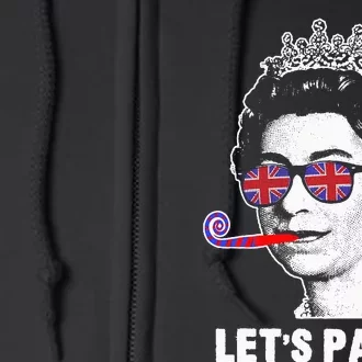 Platinum Jubilee. Queen & Union Jack LetS Party Funny Queen Full Zip Hoodie