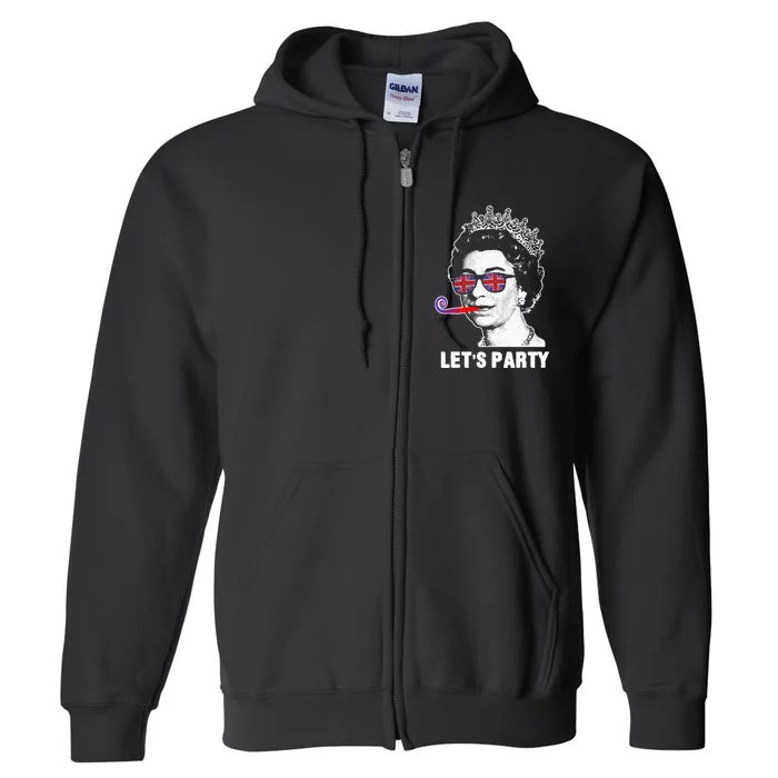 Platinum Jubilee. Queen & Union Jack LetS Party Funny Queen Full Zip Hoodie