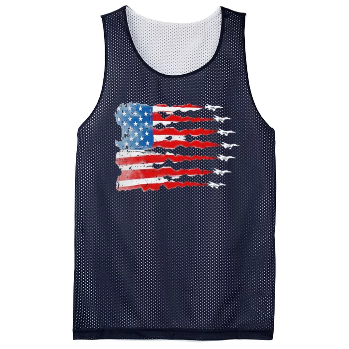 Patriotic Jet Red White Blue Usa Flag 4th Of July Mesh Reversible Basketball Jersey Tank