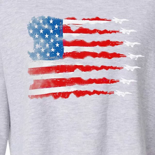 Patriotic Jet Red White Blue Usa Flag 4th Of July Cropped Pullover Crew