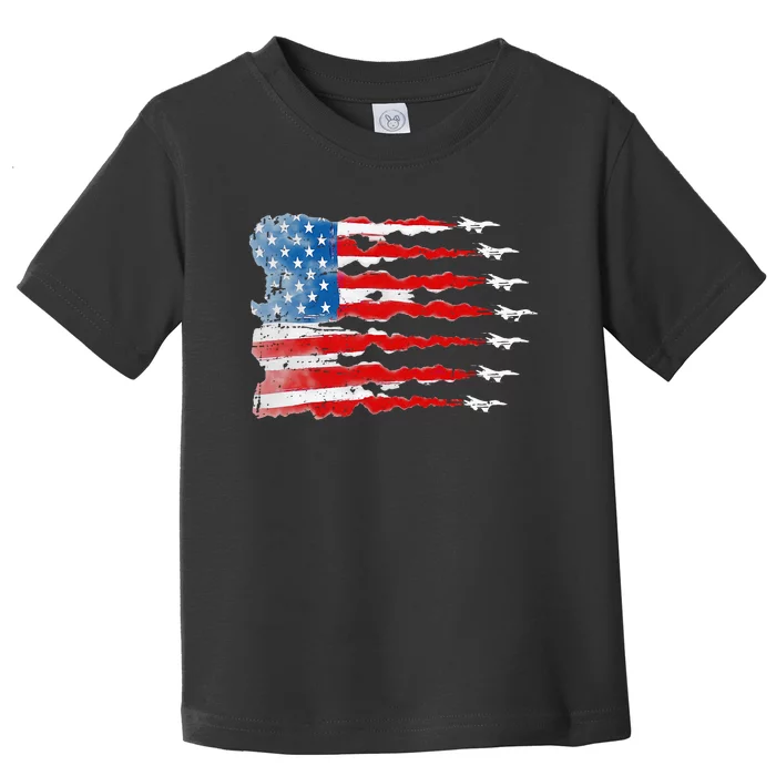 Patriotic Jet Red White Blue Usa Flag Toddler T-Shirt