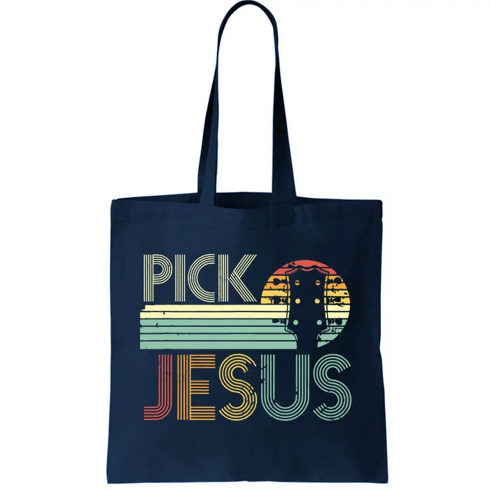 Pick Jesus Religious Musician Idea Guitar Worship Tote Bag