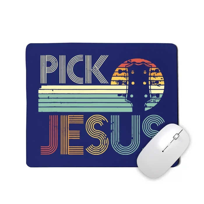 Pick Jesus Religious Musician Idea Guitar Worship Mousepad