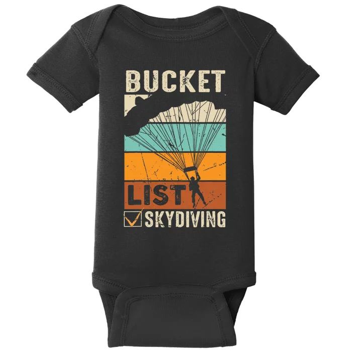 Parachute Jump Skydiver Instructor Bucket Lists Skydiving Baby Bodysuit