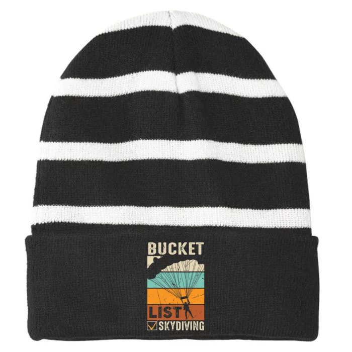 Parachute Jump Skydiver Instructor Bucket Lists Skydiving Striped Beanie with Solid Band